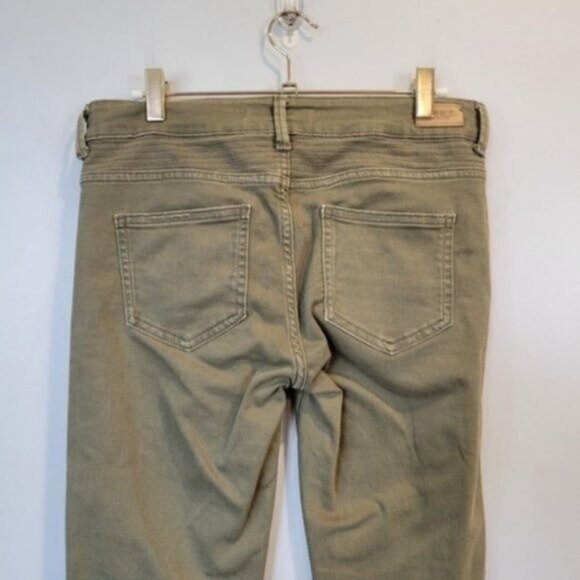 Zara | Z1975 Denim Zipper Ankle Moto Skinny Jeans Green Gray - Picture 4 of 7